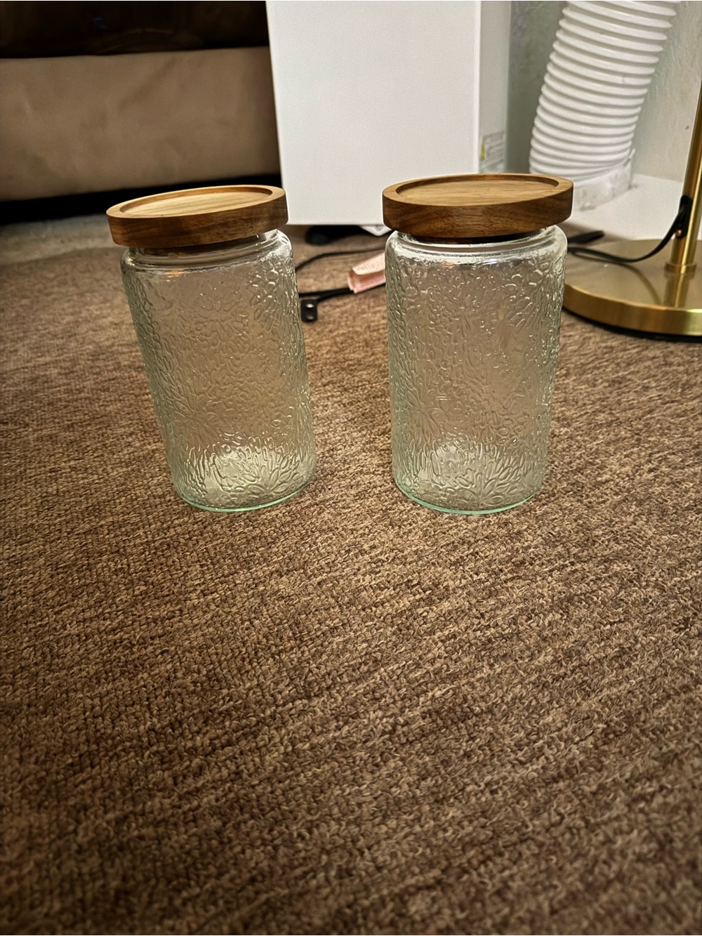 Glass Kitchen Storage Jars with Wooden Lids - Clear Glass